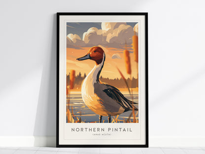 Northern Pintail, Anas acuta Poster | Elegant Waterfowl Bird Wall Art — framed wall art, 24x36 in
