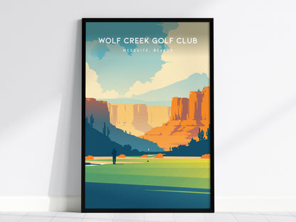 Wolf Creek Golf Club, Mesquite, Nevada Poster | Desert Canyon Links Golfer Gift Wall Art — framed wall art, 24x36 in
