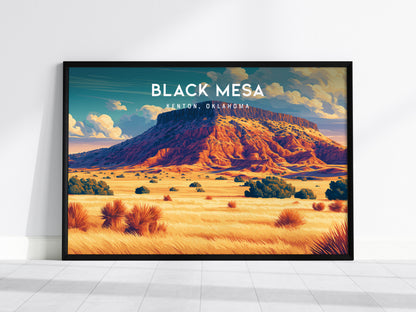 Black Mesa Landscape Poster | Kenton, Oklahoma Framed or Unframed Travel Wall Art — framed wall art, 24x36 in
