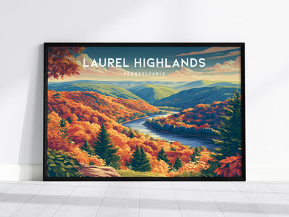 Laurel Highlands Landscape Poster | Pennsylvania Travel Gift Mountain Wall Art — framed wall art, 24x36 in