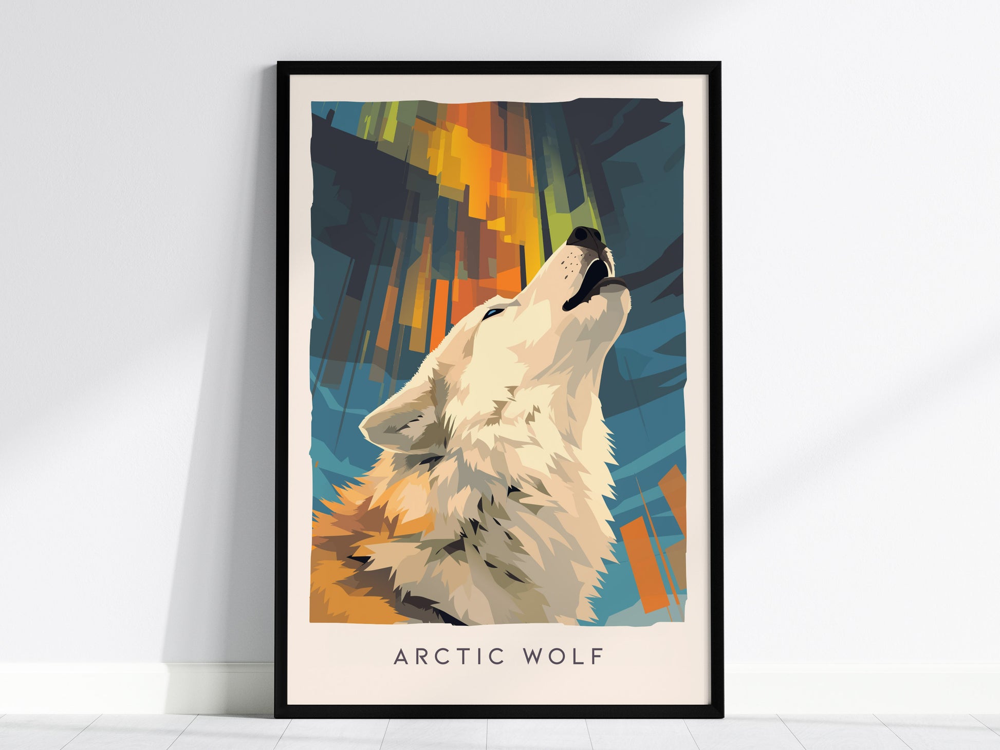 Arctic Wolf Poster | Majestic Winter Wilderness Wildlife Wall Art — framed wall art, 24x36 in
