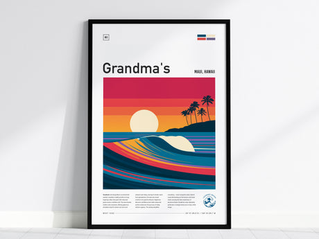 Grandma's, Maui, Hawaii Poster | Tropical Surf Wall Art — framed wall art, 24x36 in