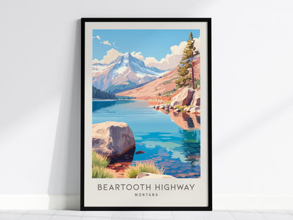 Beartooth Highway Matte Border Poster | Montana Destination Print Travel Wall Art — framed wall art, 24x36 in