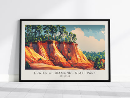 Crater of Diamonds State Park Landscape Matte Border Poster | Arkansas Travel Gift Framed or Unframed — framed wall art, 24x3