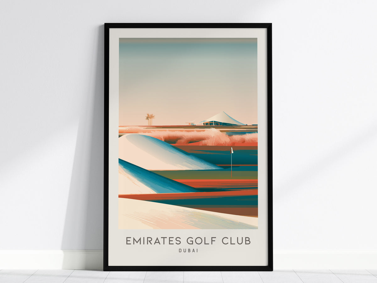 Emirates Golf Club Matte Border Poster | Dubai Golf Course Print & Country Club Decor — framed wall art, 24x36 in