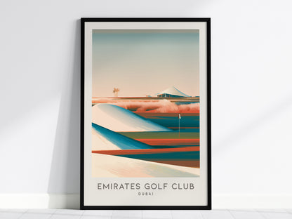 Emirates Golf Club Matte Border Poster | Dubai Golf Course Print & Country Club Decor — framed wall art, 24x36 in
