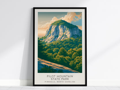 Pilot Mountain State Park Matte Border Poster | Pinnacle, North Carolina Destination Print — framed wall art, 24x36 in