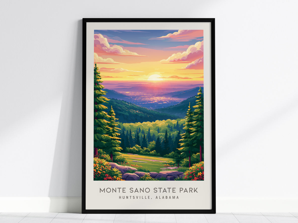 Monte Sano State Park Matte Border Poster | Huntsville, Alabama Travel Wall Art — framed wall art, 24x36 in