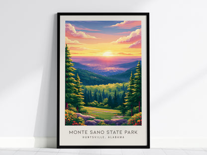 Monte Sano State Park Matte Border Poster | Huntsville, Alabama Travel Wall Art — framed wall art, 24x36 in