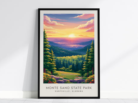 Monte Sano State Park Matte Border Poster | Huntsville, Alabama Travel Wall Art — framed wall art, 24x36 in
