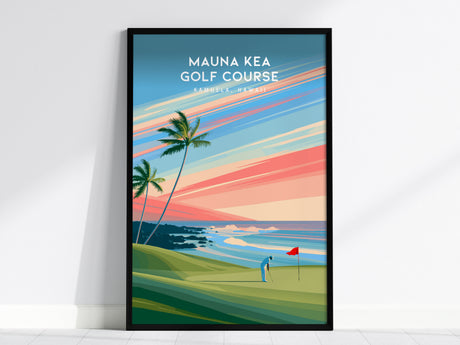 Mauna Kea Golf Course, Kamuela, Hawaii Poster | Tropical Links Golfer Gift Wall Art — framed wall art, 24x36 in