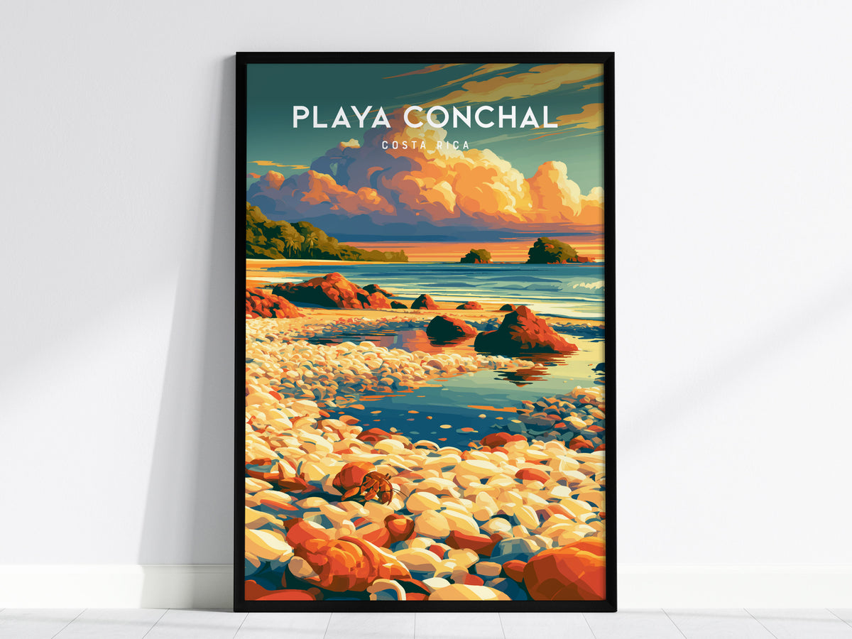 Playa Conchal, Costa Rica Poster | Tropical Beach Print Coastal Wall Art — framed wall art, 24x36 in