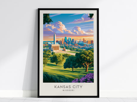 Kansas City Matte Border Poster | Missouri Travel Wall Art — framed wall art, 24x36 in