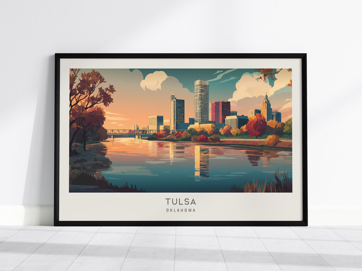 Tulsa Landscape Matte Border Poster | Oklahoma Travel Wall Art — framed wall art, 24x36 in