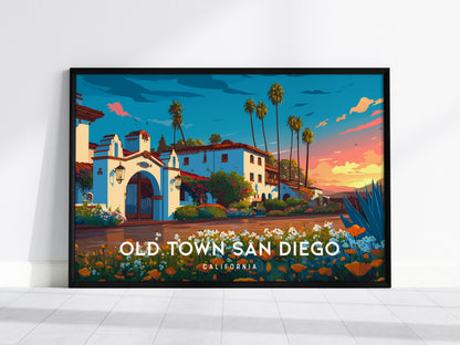 Old Town San Diego Landscape Poster | California Vacation Wall Art — framed wall art, 24x36 in