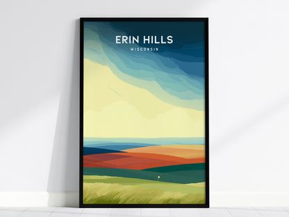 Erin Hills Golf Course, Erin, Wisconsin Poster | Rolling Fairways & Links Poster Wall Art — framed wall art, 24x36 in