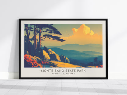 Monte Sano State Park Landscape Matte Border Poster | Huntsville, Alabama Vacation Wall Art — framed wall art, 24x36 in