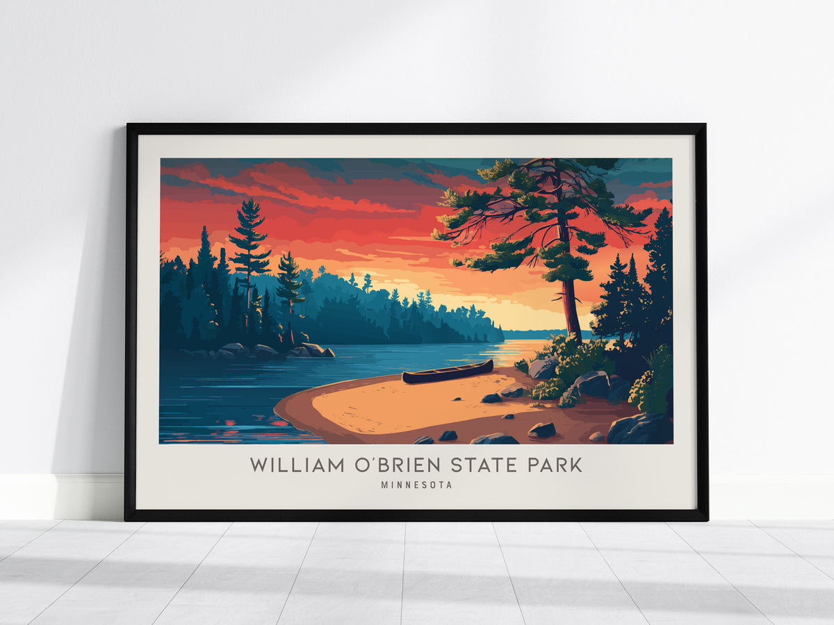 William O'Brien State Park Landscape Matte Border Poster | Minnesota Vacation Wall Art — framed wall art, 24x36 in