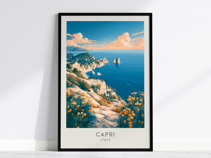 Capri Matte Border Poster | Italy Travel Wall Art — framed wall art, 24x36 in