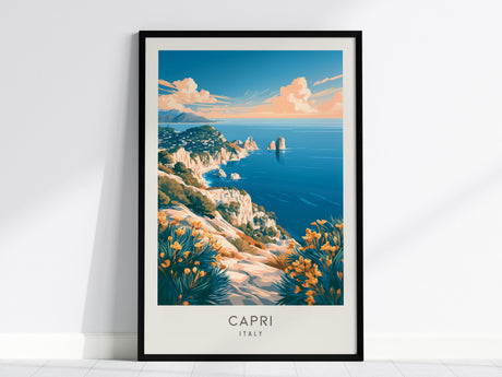 Capri Matte Border Poster | Italy Travel Wall Art — framed wall art, 24x36 in