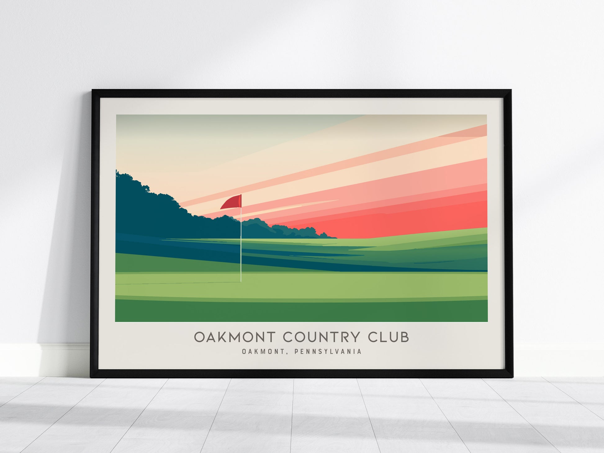 Oakmont Country Club Landscape Matte Border Poster | Oakmont, Pennsylvania Golf Wall Art — framed wall art, 24x36 in