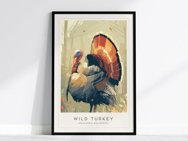 Wild Turkey Poster | Majestic Woodland Bird Illustration Wall Art — framed wall art, 24x36 in
