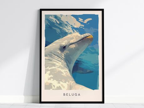 Beluga, Delphinapterus leucas Poster | Arctic Ocean Wildlife Wall Art — framed wall art, 24x36 in