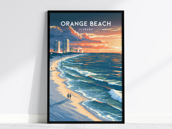 Orange Beach, Alabama Poster | Sugar-White Sands & Sunset Wall Art — framed wall art, 24x36 in