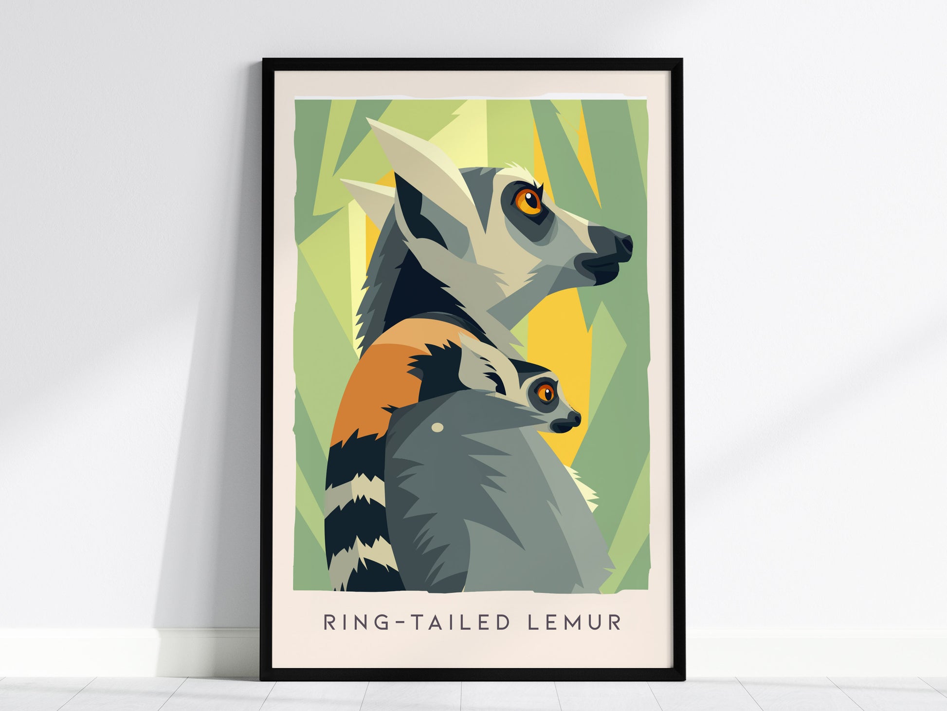 Ring-tailed Lemur Poster | Madagascar Wildlife Wall Art — framed wall art, 24x36 in