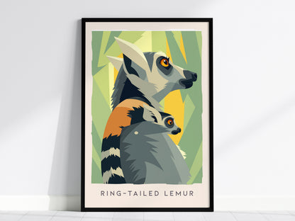 Ring-tailed Lemur Poster | Madagascar Wildlife Wall Art — framed wall art, 24x36 in