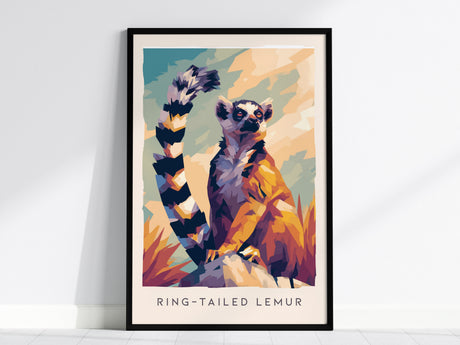 Ring-tailed Lemur Poster | Madagascar Wildlife Wall Art — framed wall art, 24x36 in
