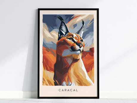 Caracal, Caracal caracal Poster | Majestic Wild Cat Nature Wall Art — framed wall art, 24x36 in