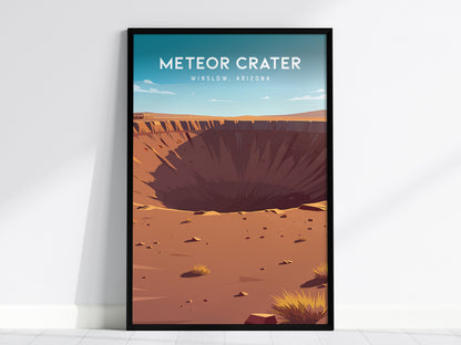 Meteor Crater, Winslow, Arizona Poster | Desert Adventure Travel Wall Art — framed wall art, 24x36 in