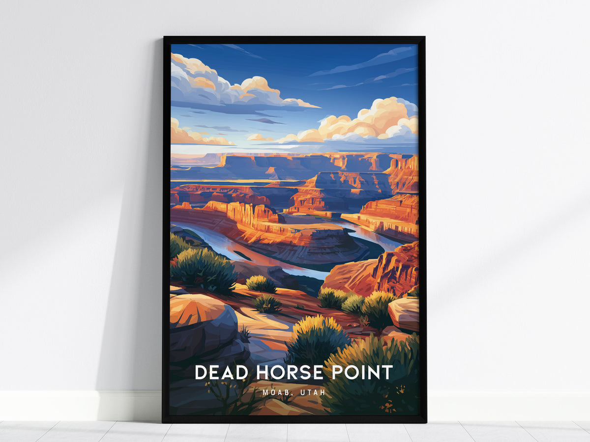 Dead Horse Point, Moab, Utah Poster | Canyon Overlook Destination Print Wall Art — framed wall art, 24x36 in
