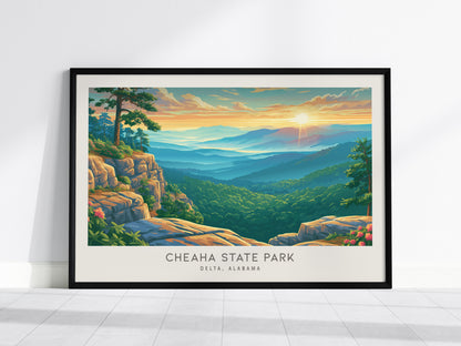 Cheaha State Park Landscape Matte Border Poster | Delta, Alabama Travel Wall Art Framed or Unframed — framed wall art, 24x36