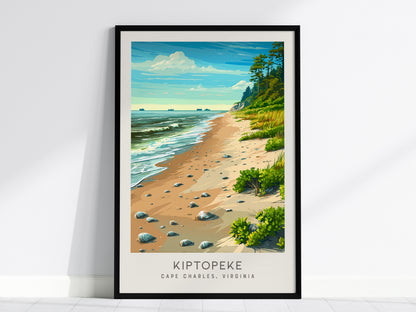 Kiptopeke Matte Border Poster | Cape Charles, Virginia Coastal Beach Decor — framed wall art, 24x36 in