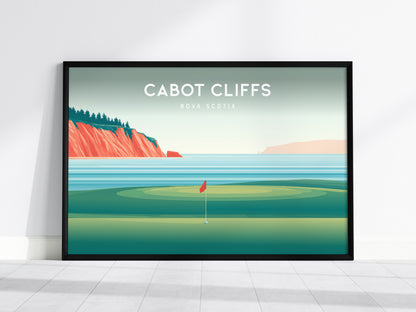 Cabot Cliffs Landscape Poster | Nova Scotia Golf Course Print Framed or Unframed Wall Art — framed wall art, 24x36 in