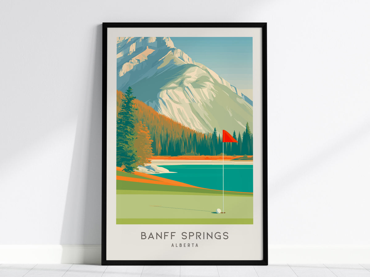 Banff Springs Matte Border Poster | Alberta Golf Course Print & Country Club Decor — framed wall art, 24x36 in