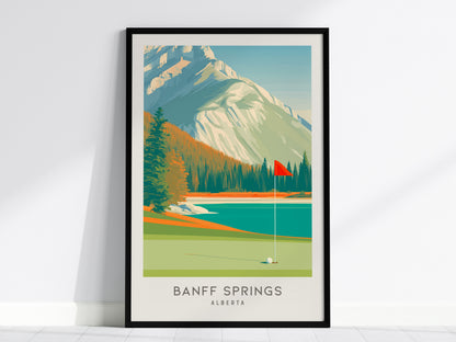 Banff Springs Matte Border Poster | Alberta Golf Course Print & Country Club Decor — framed wall art, 24x36 in