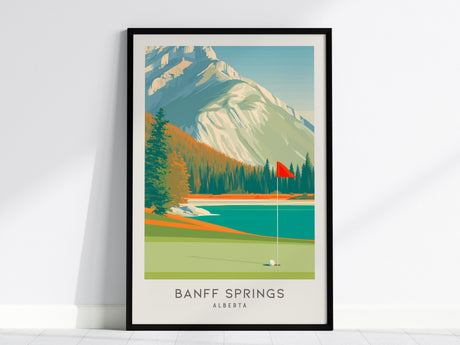 Banff Springs Matte Border Poster | Alberta Golf Course Print & Country Club Decor — framed wall art, 24x36 in