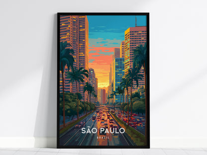 São Paulo, Brazil Poster | Urban Skyline & Tropical Energy Wall Art — framed wall art, 24x36 in