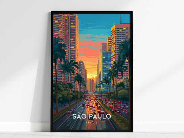 São Paulo, Brazil Poster | Urban Skyline & Tropical Energy Wall Art — framed wall art, 24x36 in
