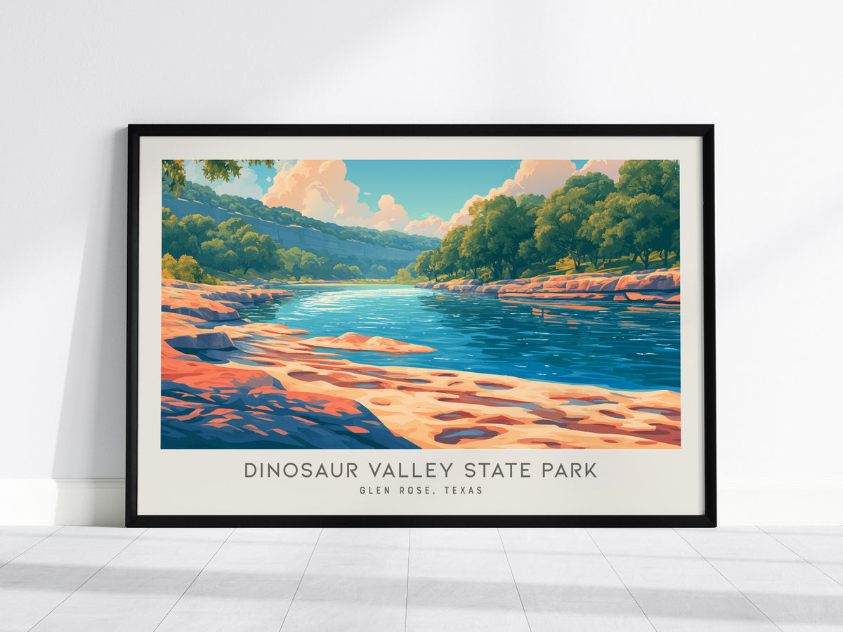 Dinosaur Valley State Park Landscape Matte Border Poster | Glen Rose, Texas Framed or Unframed Travel Wall Art — framed wall