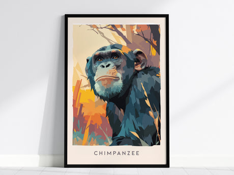 Chimpanzee, Pan troglodytes Poster | Primate Portrait Wildlife Wall Art — framed wall art, 24x36 in