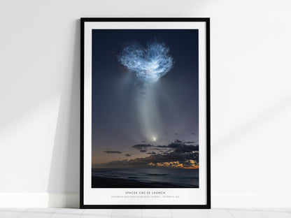 SpaceX CRS-35 Launch Poster | Captured by NASA From Cocoa Beach, Florida Space Photography Wall Art — framed wall art, 24x36