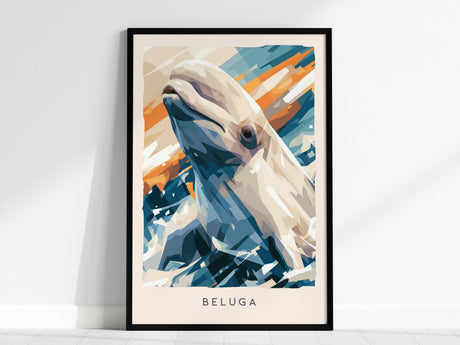 Beluga, Delphinapterus leucas Poster | Arctic Ocean Wildlife Wall Art — framed wall art, 24x36 in