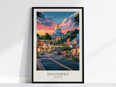Dahlonega Matte Border Poster | Georgia Destination Print Travel Wall Art — framed wall art, 24x36 in