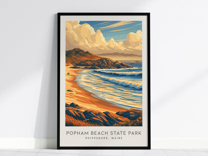 Popham Beach State Park Matte Border Poster | Phippsburg, Maine Coastal Beach Decor — framed wall art, 24x36 in