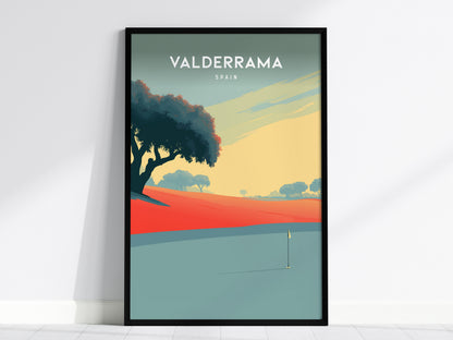 Valderrama, Spain Poster | Sunlit Fairways & Clubhouse Golf Wall Art — framed wall art, 24x36 in