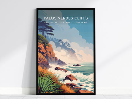 Palos Verdes Cliffs, California Poster | Dramatic Coastal Bluffs Wall Art — framed wall art, 24x36 in